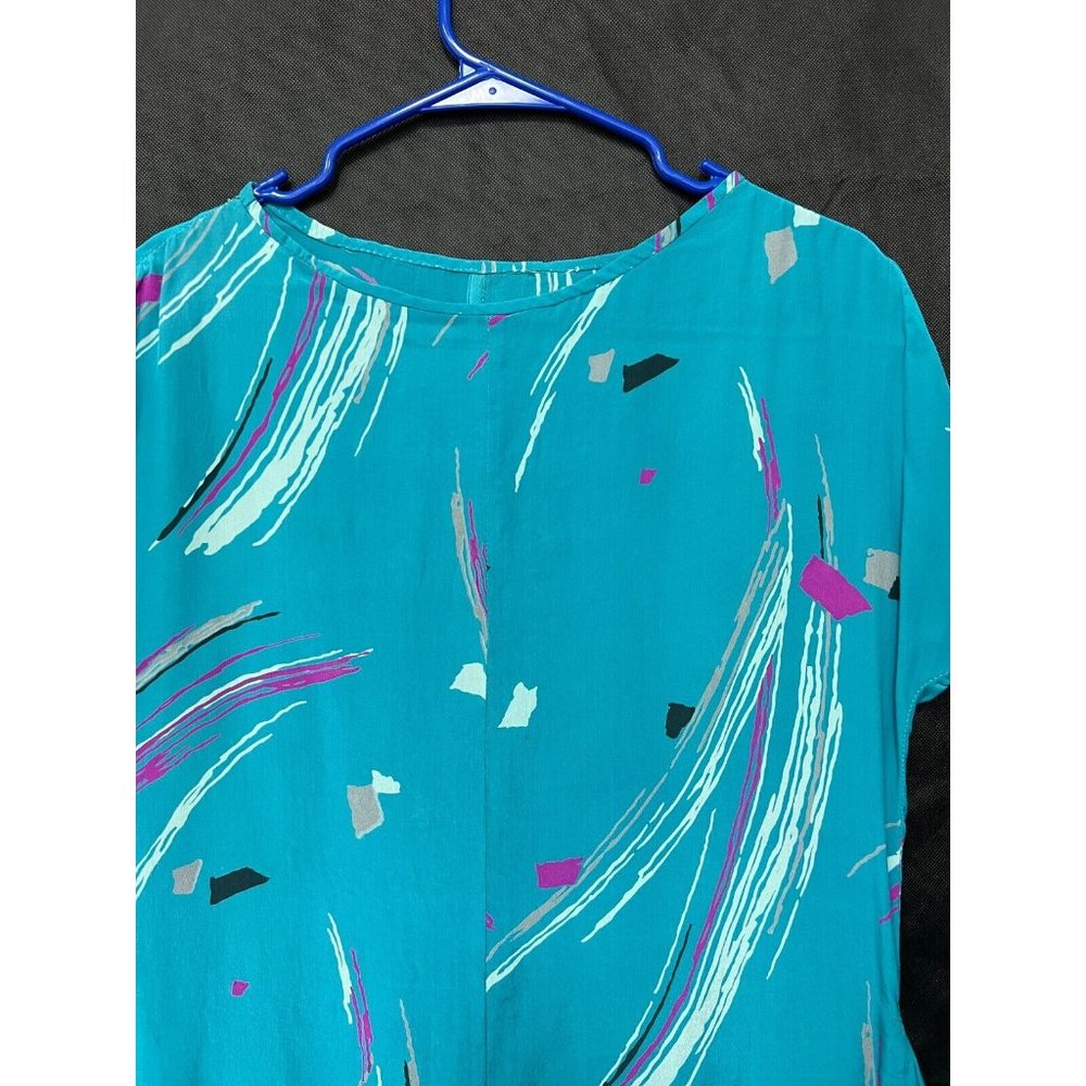 5/$25 Vintage 80s 90s Womens Blue Short Sleeve Shirt Top Blouse - Size M - Picture 3 of 3